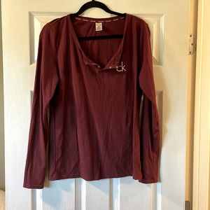 calvin klein, red sleep shirt and be worn as a normal top, ribbed